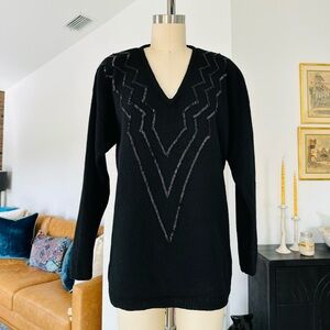 Vintage 80’s Lambswool Beaded Hand Knit Sweater